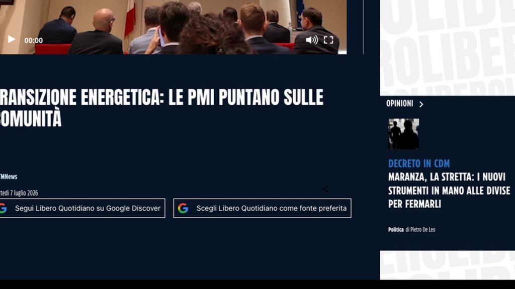 Libero Quotidiano: Transizione energetica: le PMI puntano sulle comunità — rassegna stampa eGreen